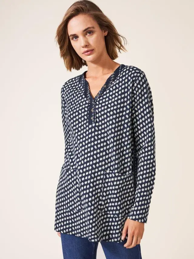 White Stuff Tammy Textured Tunic In Navy