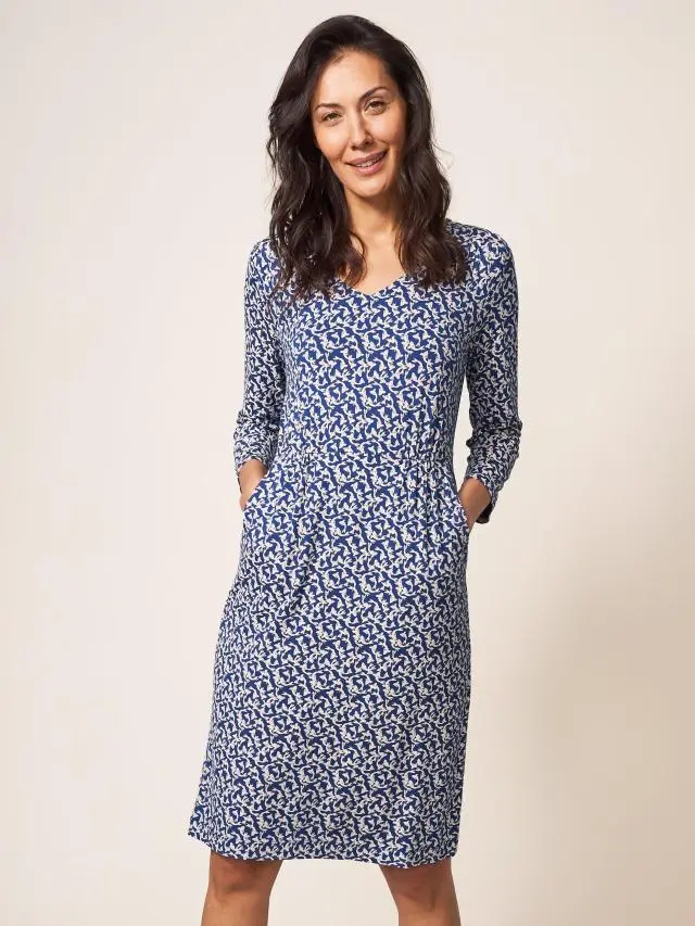 White Stuff Tallie Jersey Dress Eco Vero In Navy