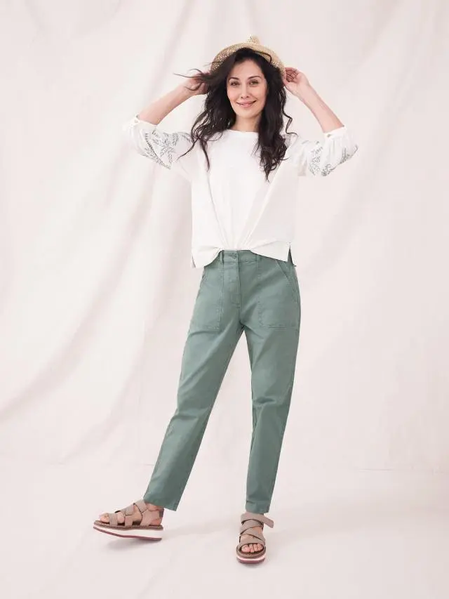 White Stuff Twister Chino Trousers In Green