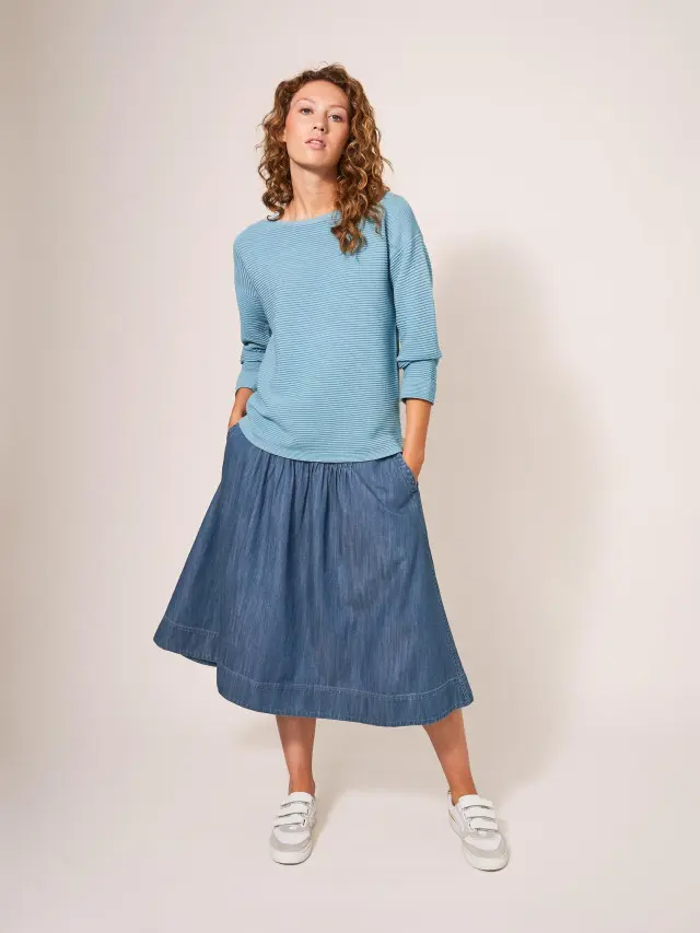 White Stuff Charlotte Denim Midi Skirt In Blue