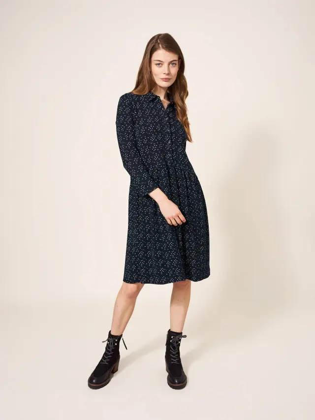 White Stuff Everly Rib Jersey Shirt Dress In Black