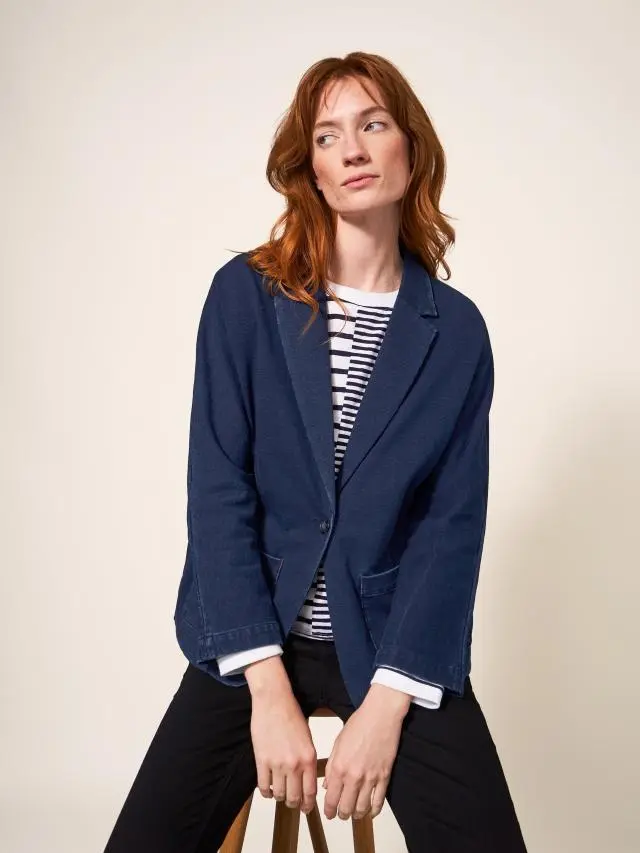 White Stuff Daphne Jersey Blazer In Denim