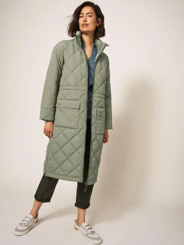 White Stuff Lorena Quilt Coat In Green