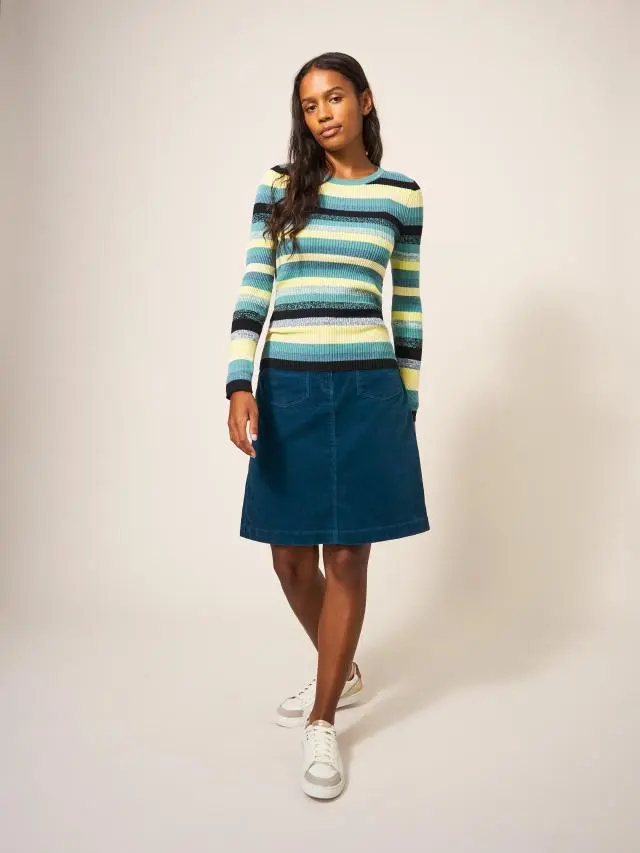 White Stuff Melody Organic Cord Skirt In Teal