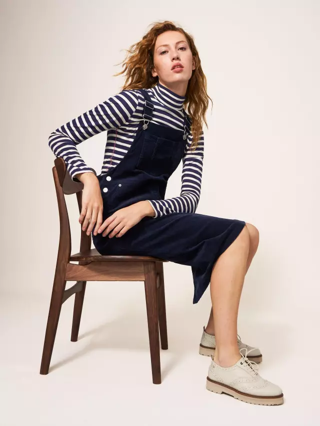 White Stuff Emmie Organic Cord Pinafore In Navy