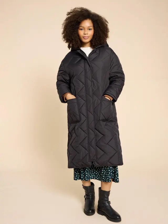 White Stuff Sloane Padded Coat In Black