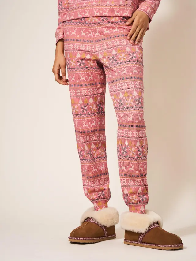 White Stuff Fairisle Reindeer Freya Jogger In Pink