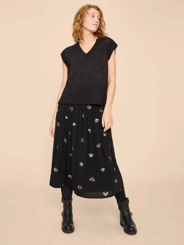 White Stuff Astrid Sequin Skirt In Black