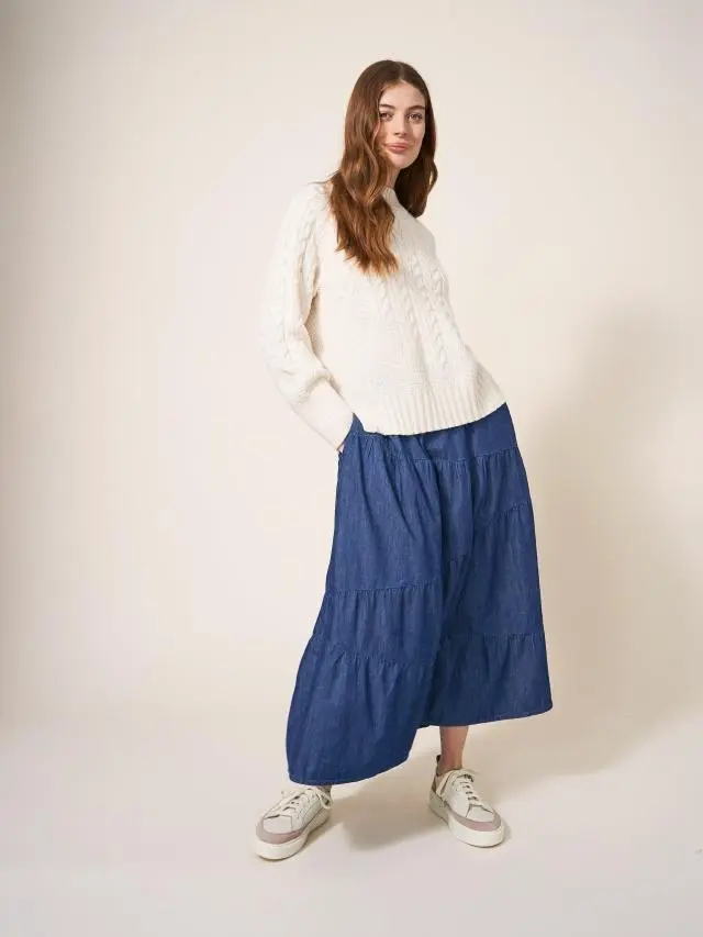 White Stuff Jenna Tiered Denim Skirt