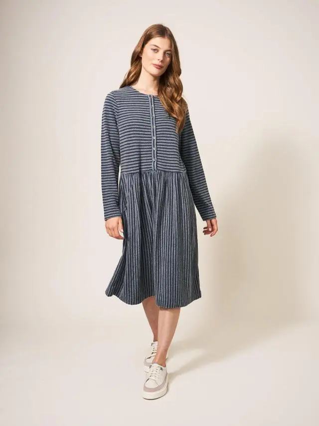 White Stuff Marsia Stripe Jersey Dress In Navy