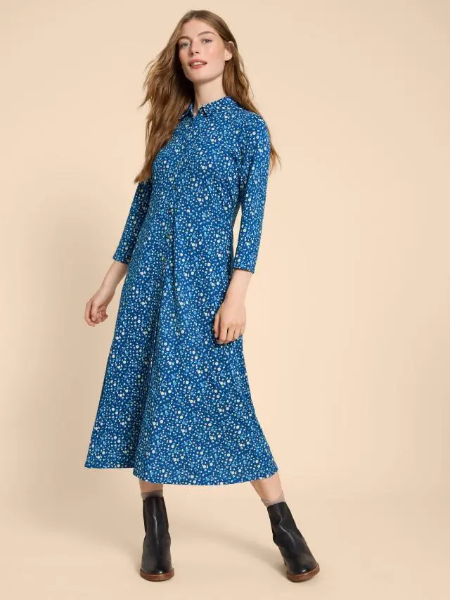 White Stuff Rua Print Shirt Dress In Navy