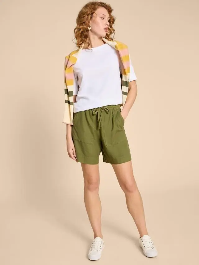 White Stuff Elle Linen Blend Short In Green