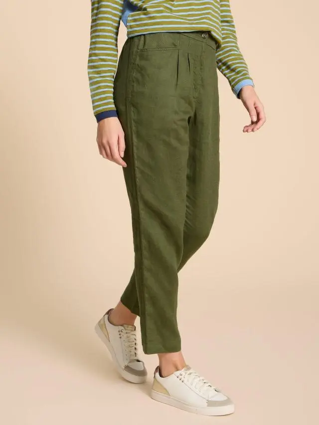 White Stuff Linen Rowena Trousers In Green