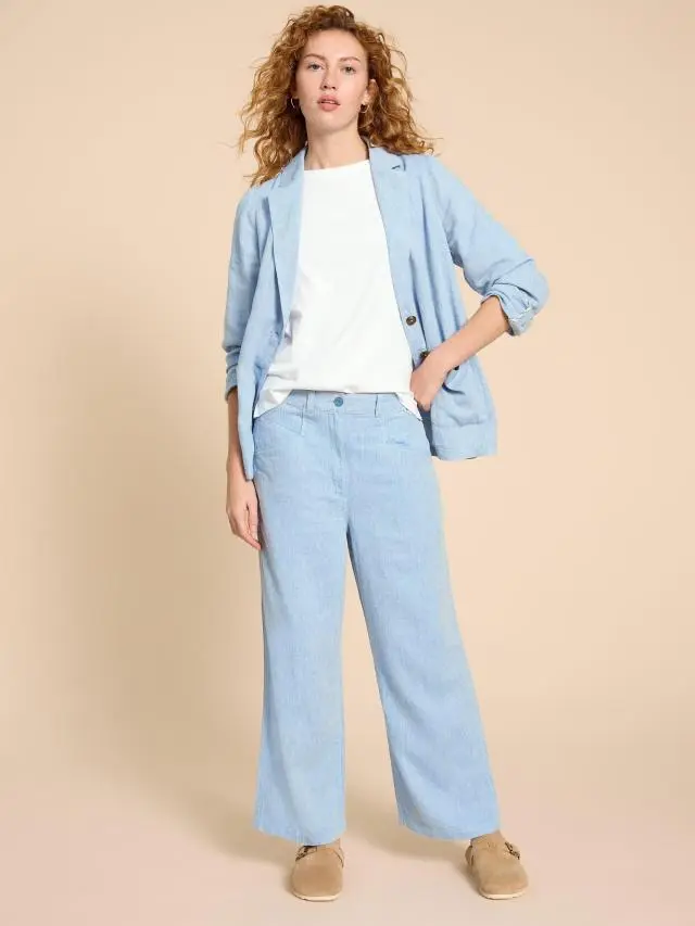 White Stuff Harper Linen Blend Trouser In Blue