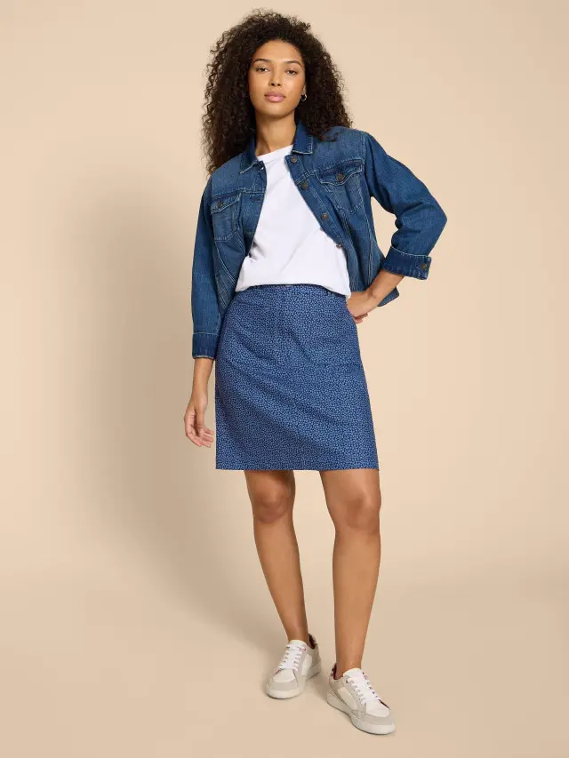White Stuff Melody Twill Skirt In Blue