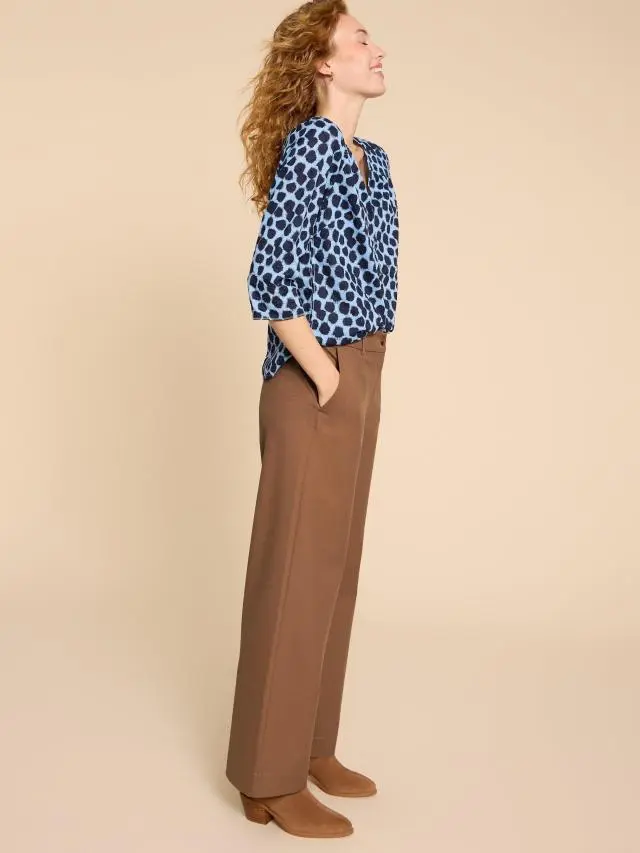 White Stuff Belle Wide Leg Trouser In Tan