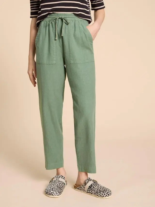 White Stuff Elle Linen Blend Trouser In Green