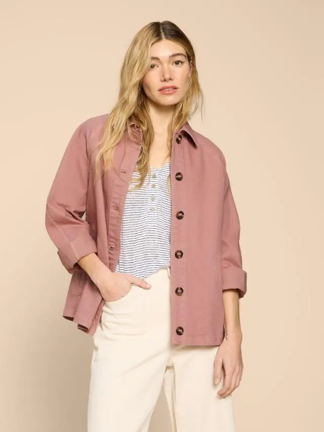 White Stuff Eden Denim Relaxed Jacket In Pink