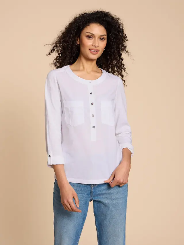 White Stuff Macley Mix Shirt In Ivory