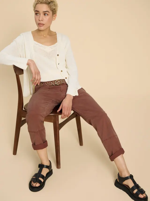 White Stuff Blaire Cotton Blend Trouser In Tan