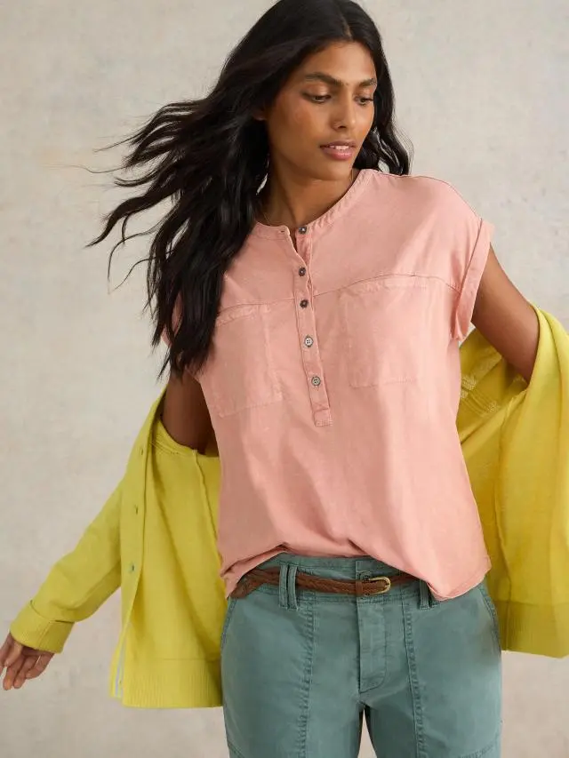 White Stuff Beth Jersey Shirt In Pink