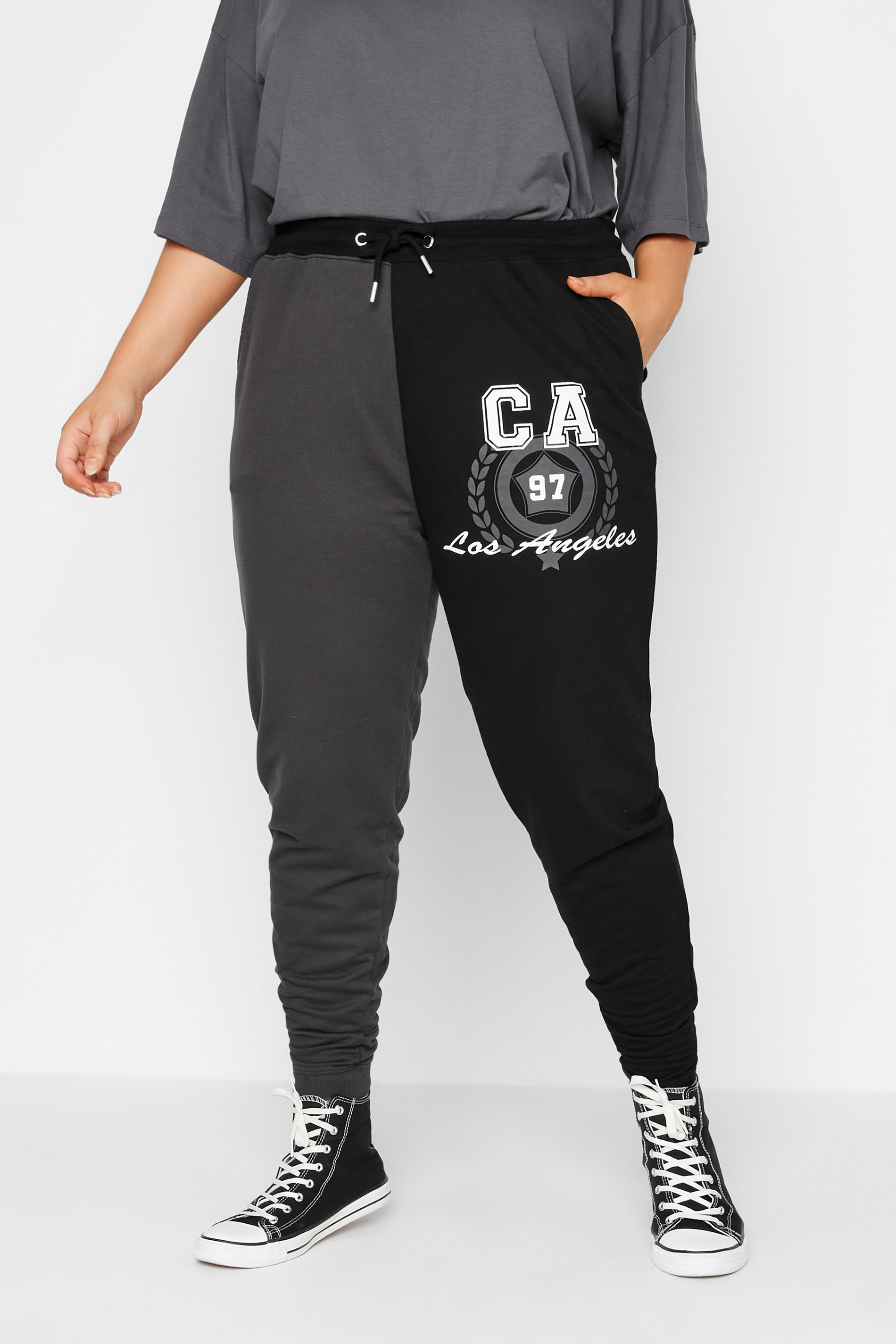 Pockets For Women Yours Curve Half Half Black Los Angeles Stretch Joggers Women s Curve Plus Size Yours