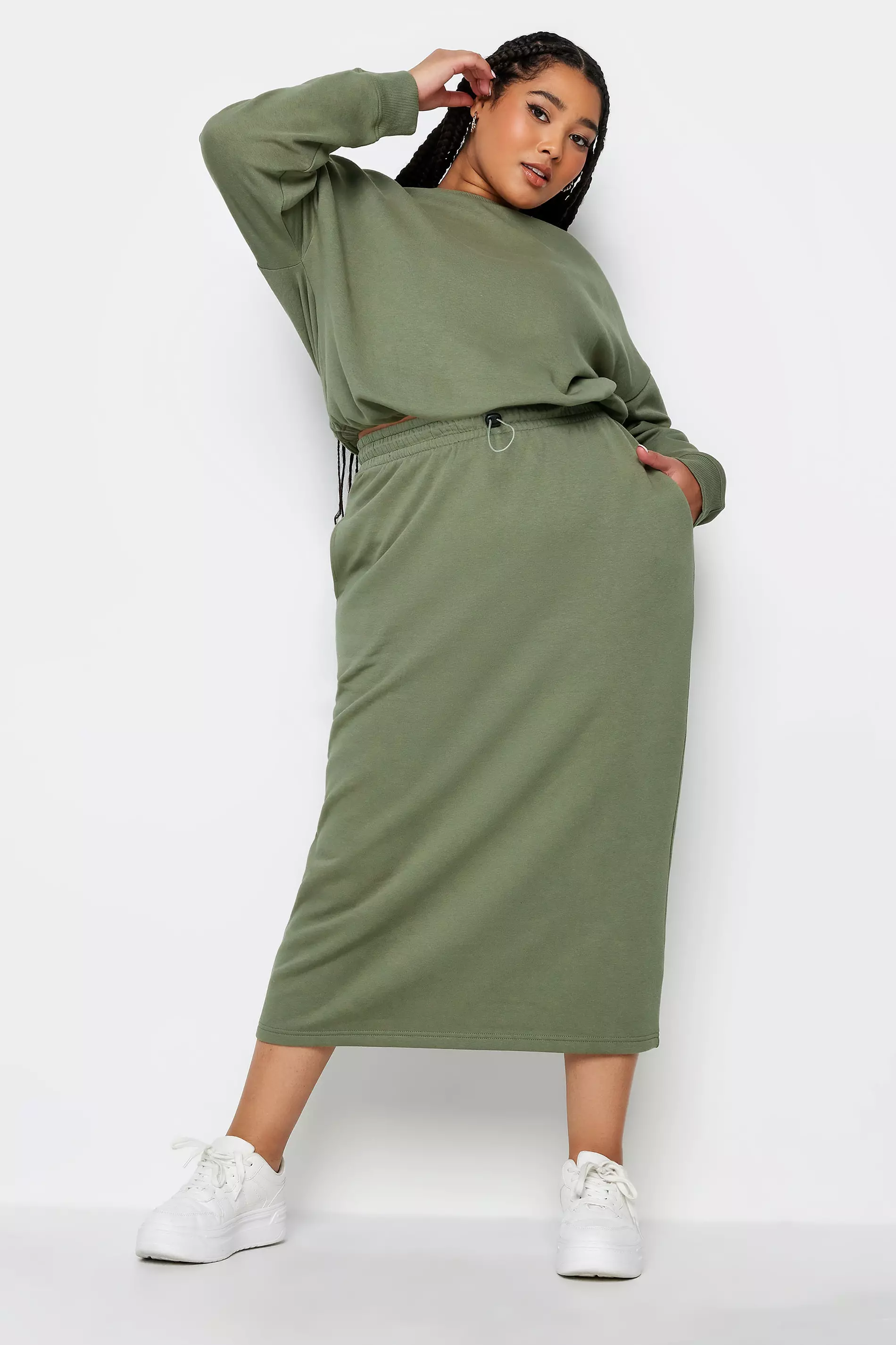 Plus size khaki top skirt clothing