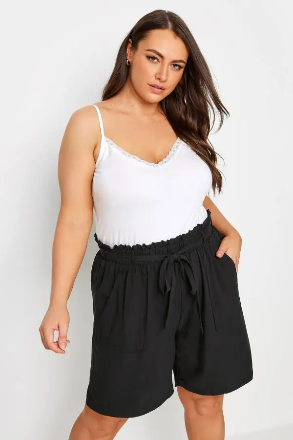 Yours Curve Black Paperbag Shorts, Women's Curve & Plus Size, Yours