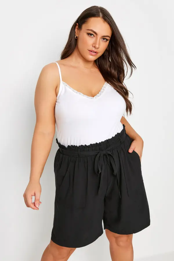 Yours Curve Black Paperbag Shorts, Women's Curve & Plus Size, Yours