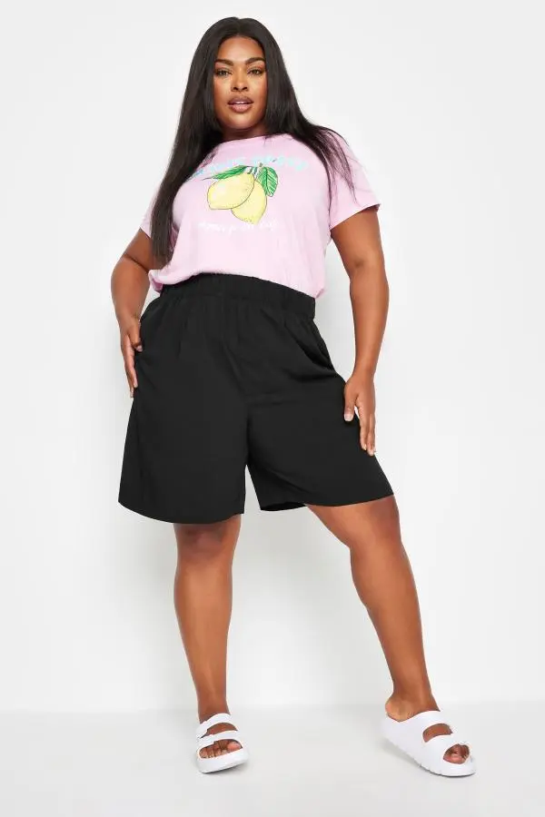 Yours Curve Black Pull On Shorts, Women's Curve & Plus Size, Yours