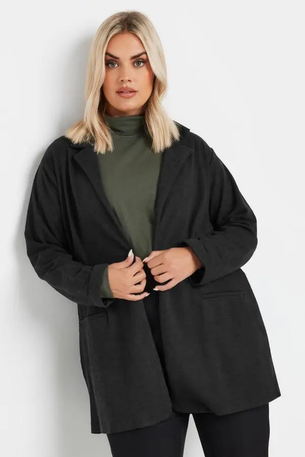 Yours Curve Black Textured Blazer, Women's Curve & Plus Size, Yours