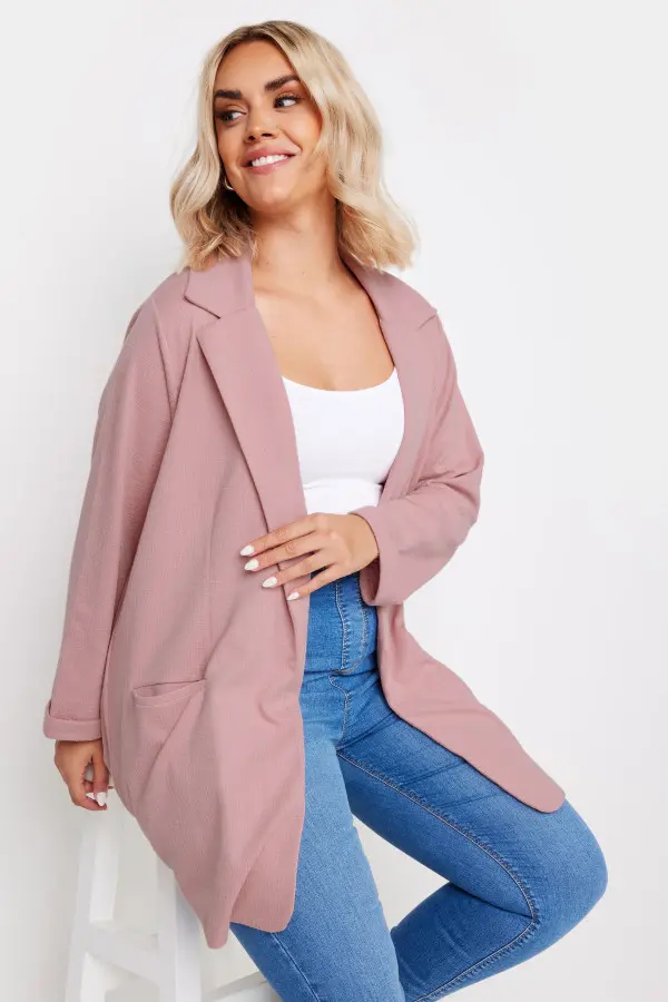 Yours Curve Pink Textured Blazer, Women's Curve & Plus Size, Yours