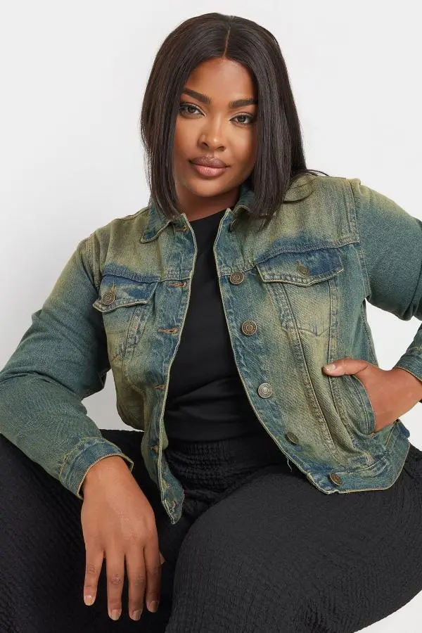 Yours Curve Blue Washed Classic Denim Jacket, Women's Curve & Plus Size, Yours