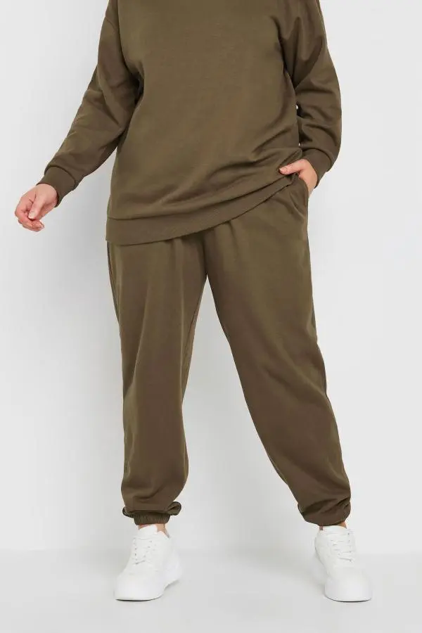 Yours Curve Mocha Brown Cuffed Hem Joggers, Women's Curve & Plus Size, Yours