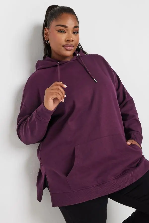 Yours Curve Burgundy Red Hoodie, Women's Curve & Plus Size, Yours