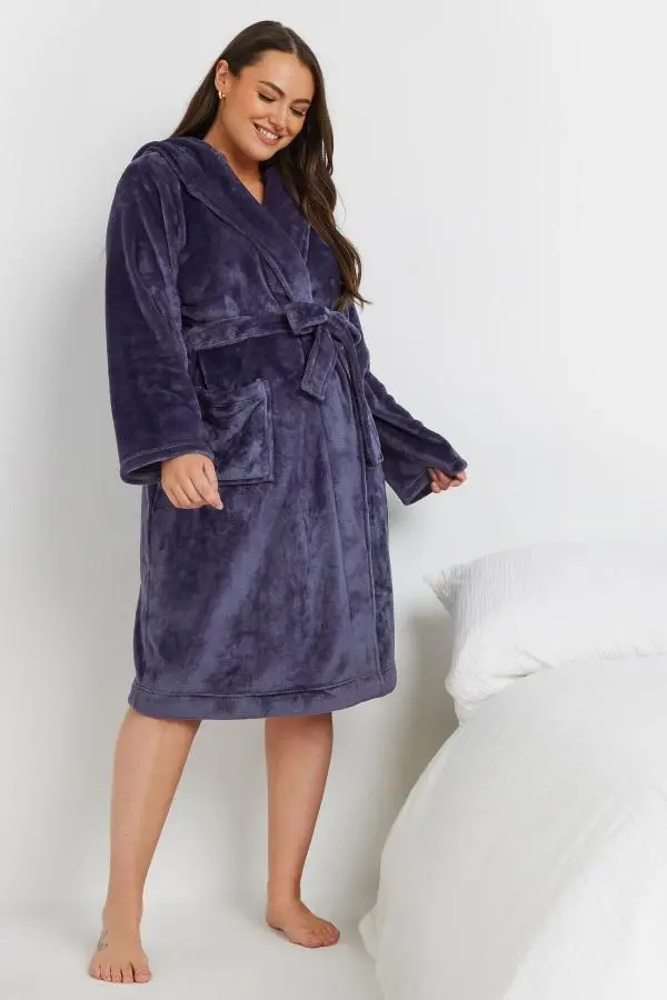 Yours Curve Purple Hooded Dressing Gown