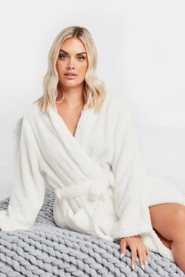 Yours Curve White Waffle Dressing Gown