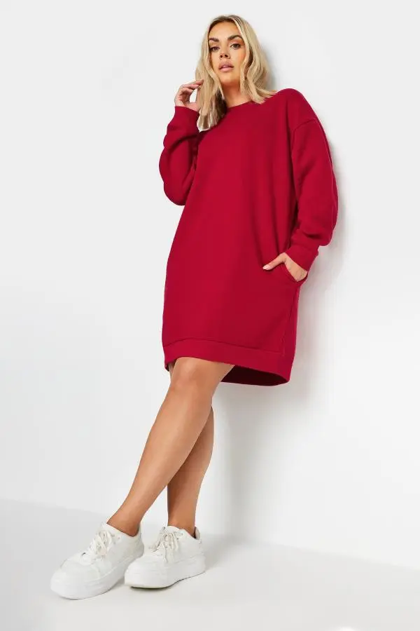 Yours Curve Red Sweatshirt Dress, Women's Curve & Plus Size, Yours