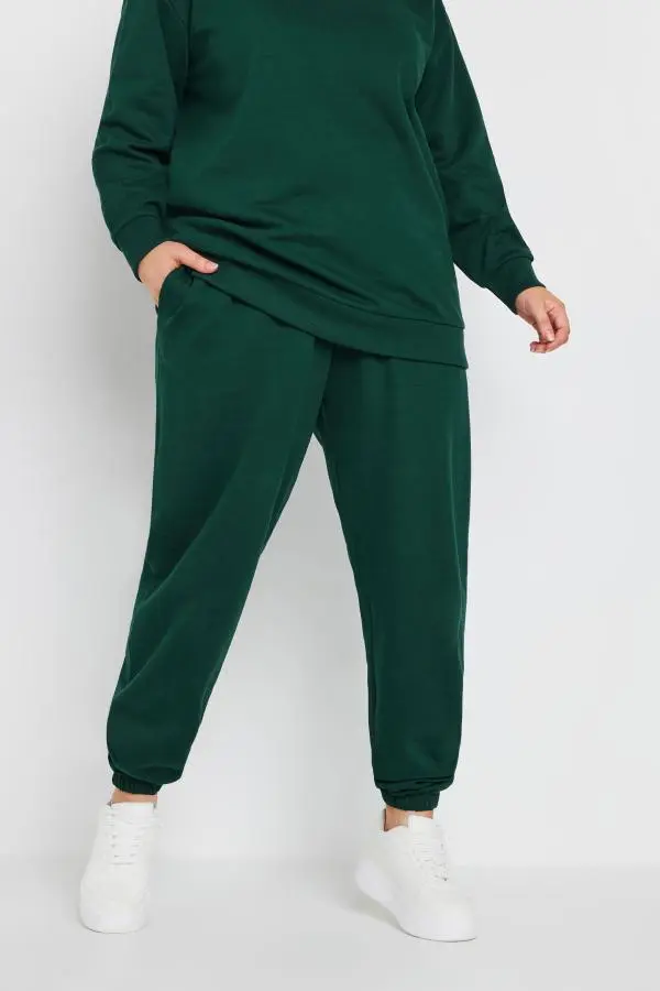 Yours Curve Forest Green Cuffed Joggers, Women's Curve & Plus Size, Yours