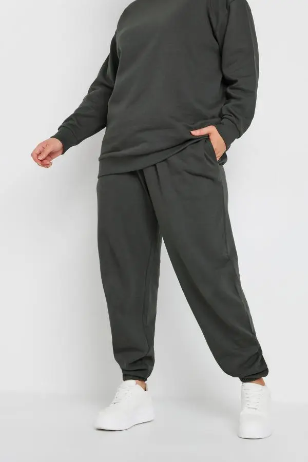 Yours Curve Dark Grey Cuffed Joggers, Women's Curve & Plus Size, Yours