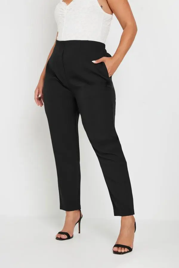 Yours Curve Black High Waist Tapered Trousers, Women's Curve & Plus Size, Yours