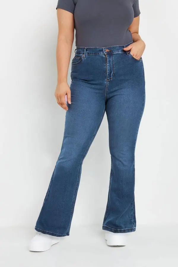 Yours Curve Mid Blue Bootcut Stretch Isla Jeans, Women's Curve & Plus Size, Yours