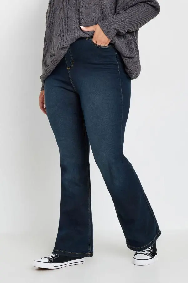 Yours Curve Dark Indigo Blue Bootcut Stretch Isla Jeans, Women's Curve & Plus Size, Yours