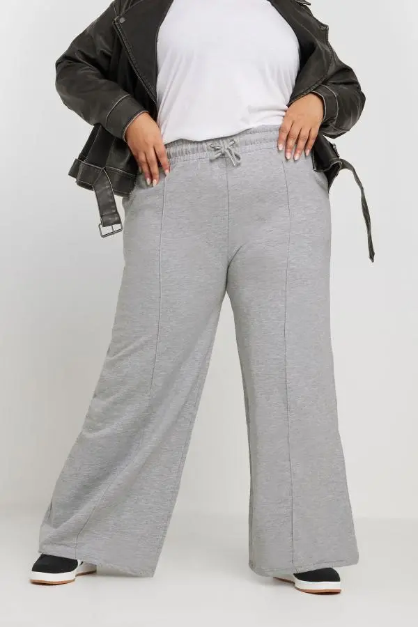 Yours Curve Grey Wide Leg Joggers, Women's Curve & Plus Size, Yours