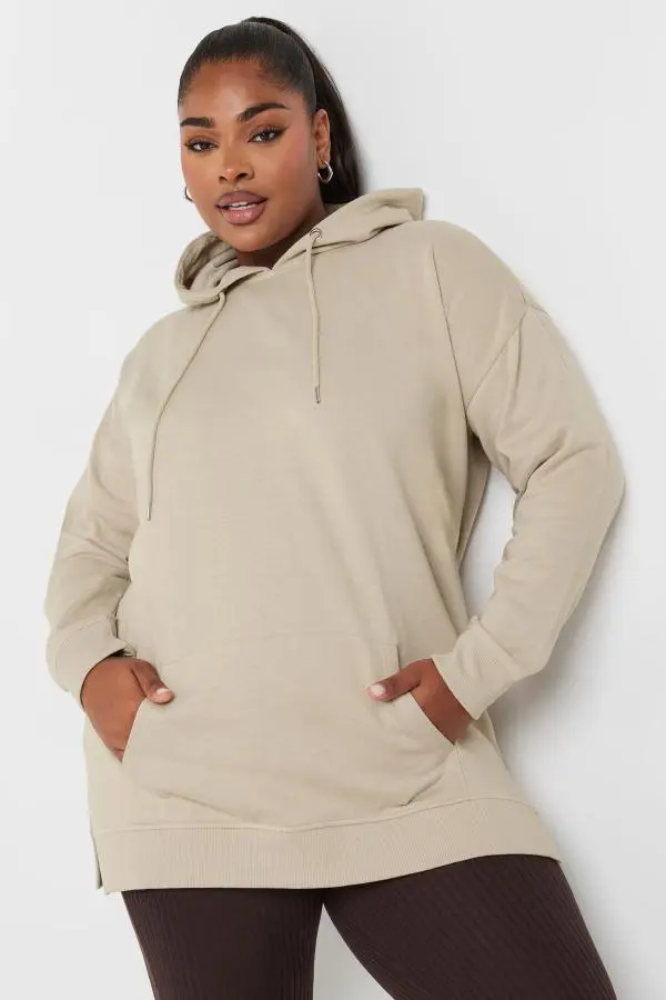 Yours Curve Cream Pocket Front Hoodie, Women's Curve & Plus Size, Yours