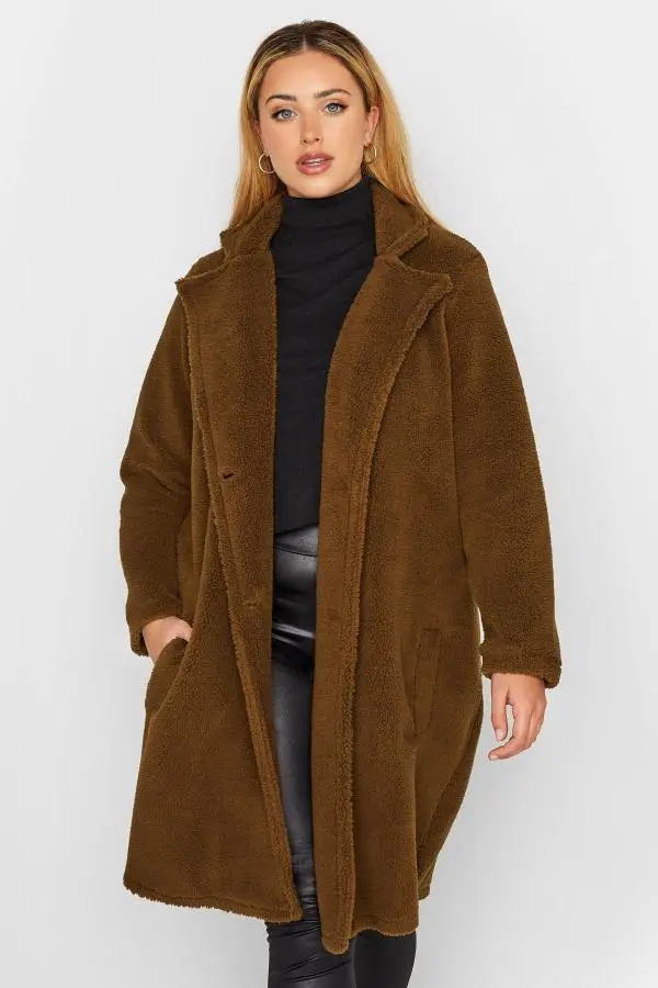 Yours Luxury Curve Brown Faux Fur Coat, Women's Curve & Plus Size, Yours Luxury Capsule Collection