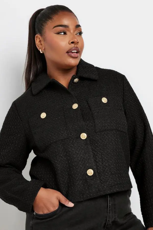 Yours Curve Black Boucle Jacket, Women's Curve & Plus Size, Yours