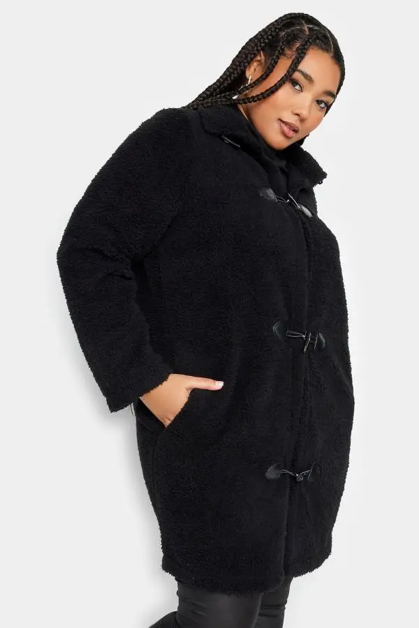 Yours Curve Back Faux Fur Toggle Midi Jacket, Women's Curve & Plus Size, Yours