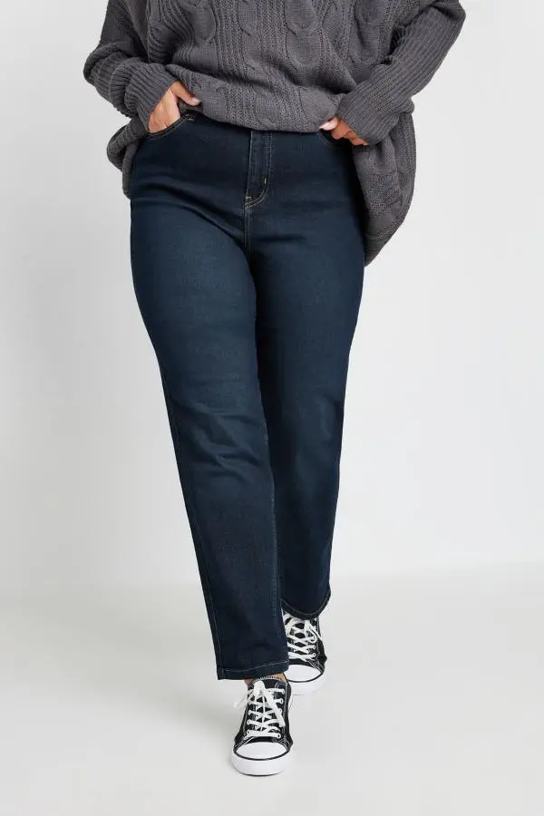 Yours Curve Dark Indigo Blue Straight Leg Ruby Jeans, Women's Curve & Plus Size, Yours