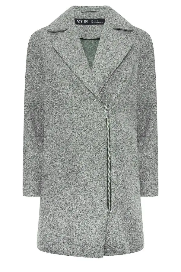 Yours Petite Curve Grey Boucle Formal Coat, Women's Curve & Plus Size, Yours